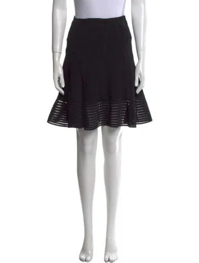 Pre-owned Diane Von Furstenberg Lasercut Accents Knee-length Skirt In Black