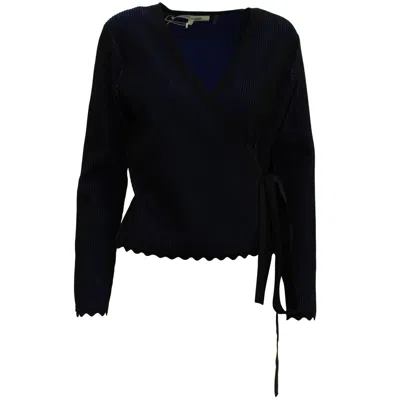 Diane Von Furstenberg Laura Wrap Top In Multicolor Viscose In Black