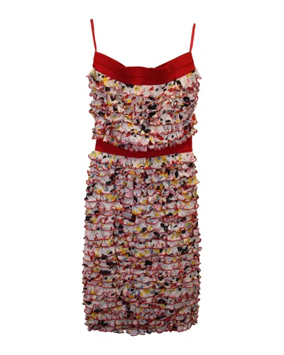 Diane Von Furstenberg Layered Ruffle Dress In Red Silk