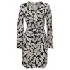 Diane Von Furstenberg Leaf Print Wrap Dress In Black Silk In Black