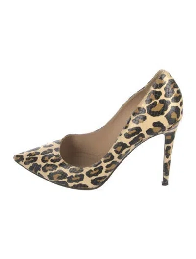 Pre-owned Diane Von Furstenberg Leather Animal Print Pumps In Neutral