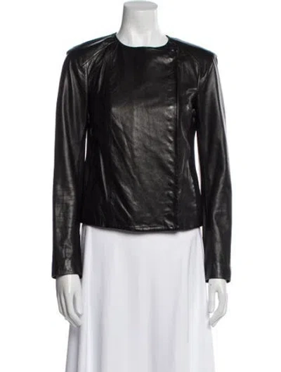 Pre-owned Diane Von Furstenberg Leather Biker Jacket In Black
