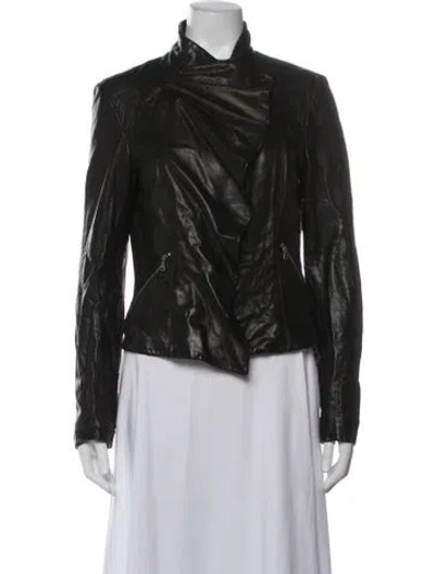 Pre-owned Diane Von Furstenberg Leather Biker Jacket In Black