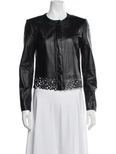 Pre-owned Diane Von Furstenberg Leather Biker Jacket In Blue
