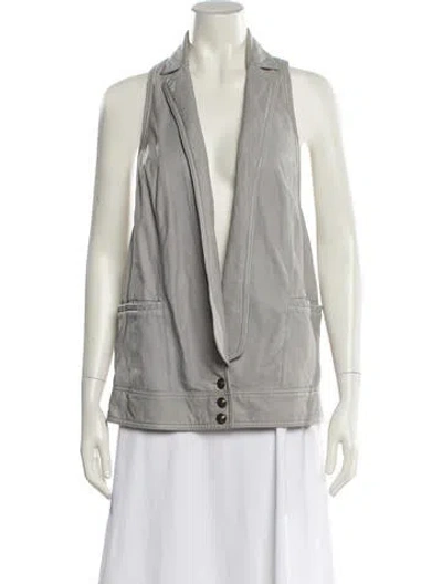 Pre-owned Diane Von Furstenberg Leather Biker Jacket In Gray