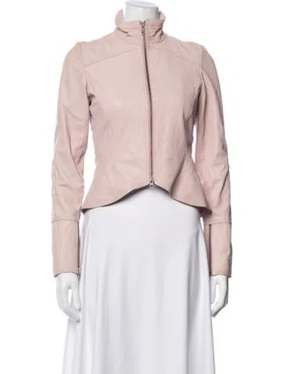 Pre-owned Diane Von Furstenberg Leather Biker Jacket In Pink