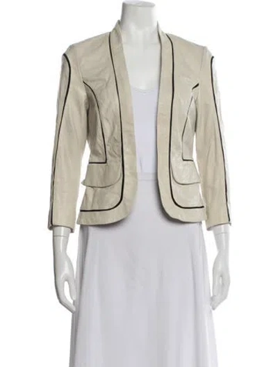 Pre-owned Diane Von Furstenberg Leather Blazer In Neutrals