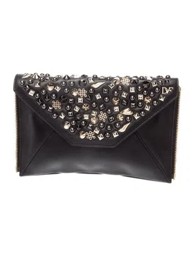 Pre-owned Diane Von Furstenberg Leather Clutch In Black