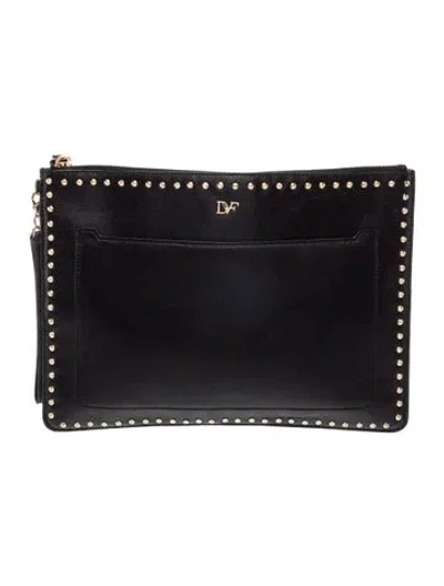 Pre-owned Diane Von Furstenberg Leather Clutch In Black