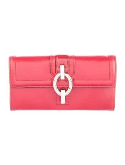 Pre-owned Diane Von Furstenberg Leather Compact Wallet In Red