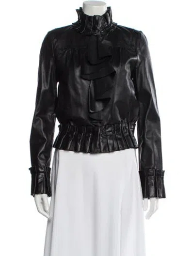 Pre-owned Diane Von Furstenberg Leather Evening Jacket In Black