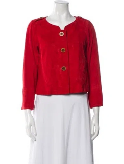 Pre-owned Diane Von Furstenberg Leather Evening Jacket In Red