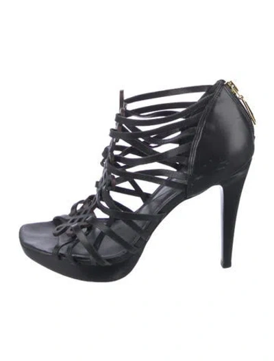 Pre-owned Diane Von Furstenberg Leather Gladiator Sandals In Black