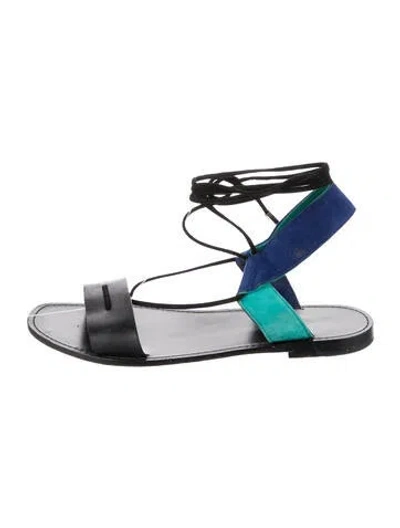 Pre-owned Diane Von Furstenberg Leather Gladiator Sandals In Multi