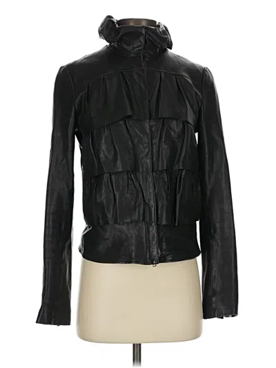 Pre-owned Diane Von Furstenberg Leather Jacket In Black