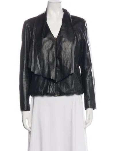 Pre-owned Diane Von Furstenberg Leather Jacket In Black