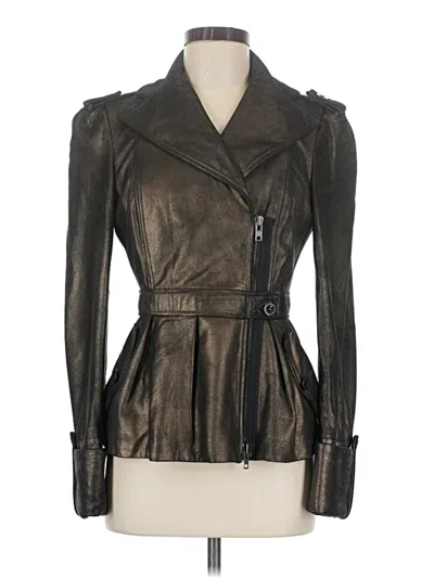 Pre-owned Diane Von Furstenberg Leather Jacket In Black