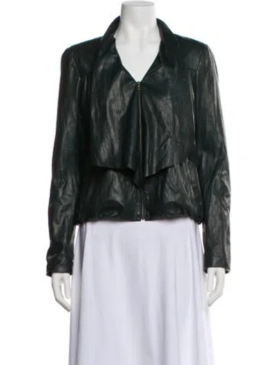 Pre-owned Diane Von Furstenberg Leather Jacket In Green