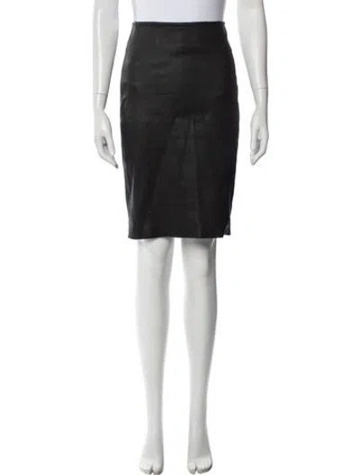 Pre-owned Diane Von Furstenberg Leather Knee-length Skirt In Gray