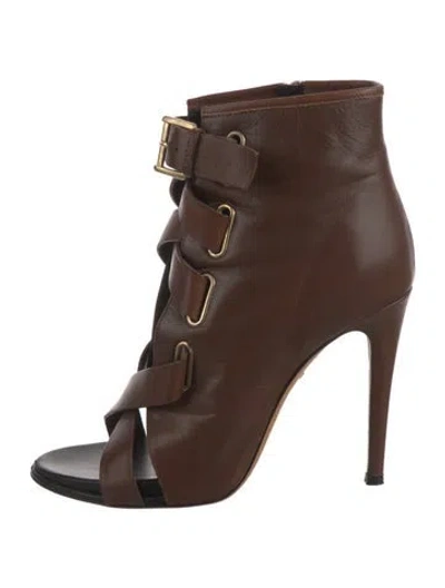 Pre-owned Diane Von Furstenberg Leather Lace-up Boots In Brown