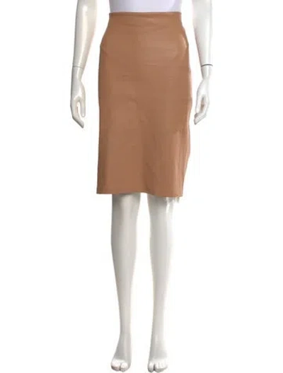 Pre-owned Diane Von Furstenberg Leather Midi Length Skirt In Neutrals