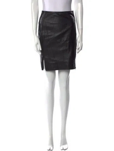 Pre-owned Diane Von Furstenberg Leather Mini Skirt In Black