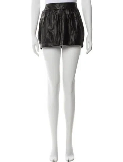 Pre-owned Diane Von Furstenberg Leather Mini Skirt In Black