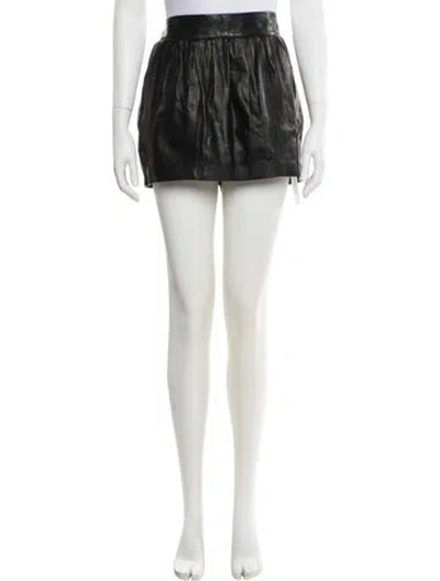 Pre-owned Diane Von Furstenberg Leather Mini Skirt In Black