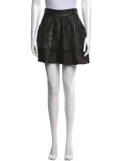 Pre-owned Diane Von Furstenberg Leather Mini Skirt In Black