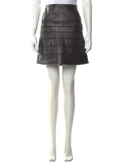 Pre-owned Diane Von Furstenberg Leather Mini Skirt In Brown