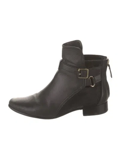 Pre-owned Diane Von Furstenberg Leather Moto Boots In Black