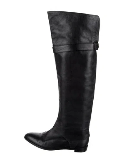 Pre-owned Diane Von Furstenberg Leather Riding Boots In Black