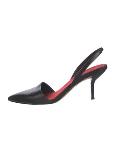 Pre-owned Diane Von Furstenberg Leather Slingback Pumps In Black