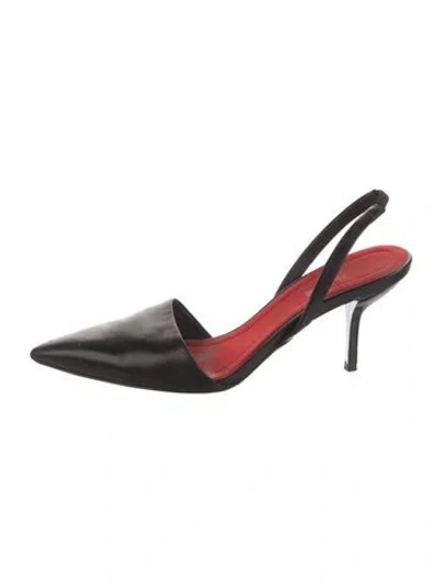 Pre-owned Diane Von Furstenberg Leather Slingback Pumps In Black