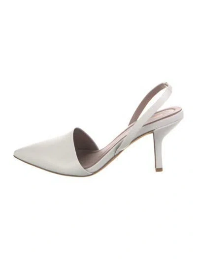 Pre-owned Diane Von Furstenberg Leather Slingback Pumps In White
