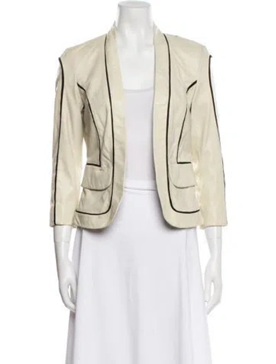 Pre-owned Diane Von Furstenberg Leather Striped Blazer In Neutral