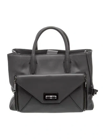 Pre-owned Diane Von Furstenberg Leather Top Handle Bag In Gray