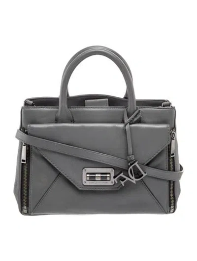 Pre-owned Diane Von Furstenberg Leather Top Handle Bag In Grey