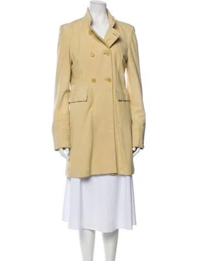 Pre-owned Diane Von Furstenberg Leather Trench Coat In Neutral