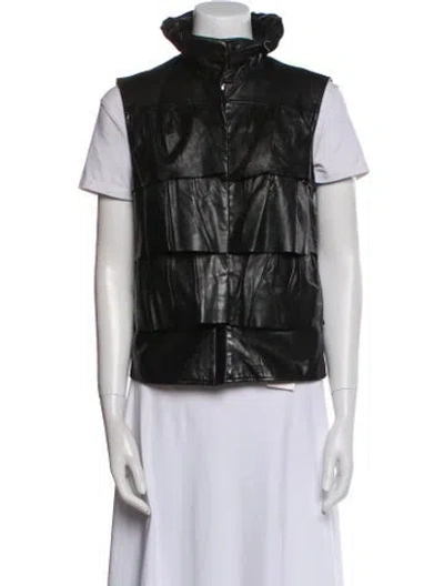 Pre-owned Diane Von Furstenberg Leather Vest In Black