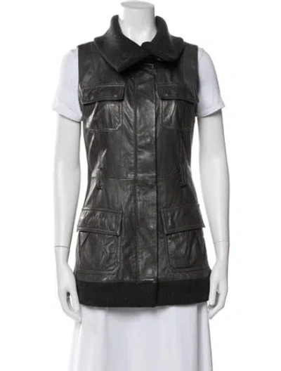 Pre-owned Diane Von Furstenberg Leather Vest In Black