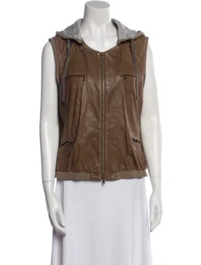Pre-owned Diane Von Furstenberg Leather Vest In Brown