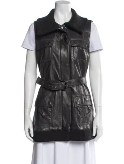 Pre-owned Diane Von Furstenberg Leather Vest In Gray