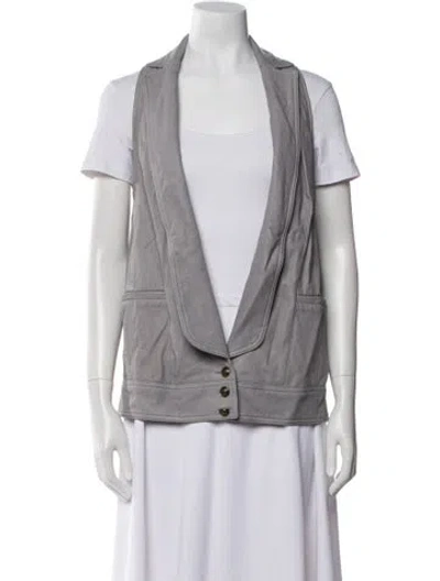 Pre-owned Diane Von Furstenberg Leather Vest In Gray