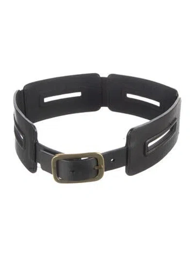 Pre-owned Diane Von Furstenberg Leather Waist Belt In Black