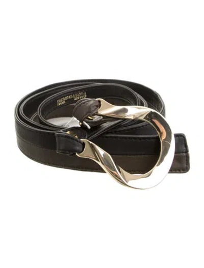 Pre-owned Diane Von Furstenberg Leather Waist Belt W/ Tags In Black