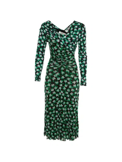 Pre-owned Diane Von Furstenberg Leia Floral-print Mini Dress In Black