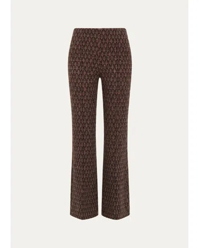 Diane Von Furstenberg Leonor Viscose Knit Jacquard Trousers In Burgundy