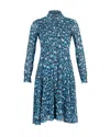 Diane Von Furstenberg Leopard Print Button Down Dress In Teal Viscose In Green