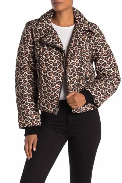 Diane Von Furstenberg Leopard Print Down Quilted Puffer Jacket In Multicolor In Animal Print
